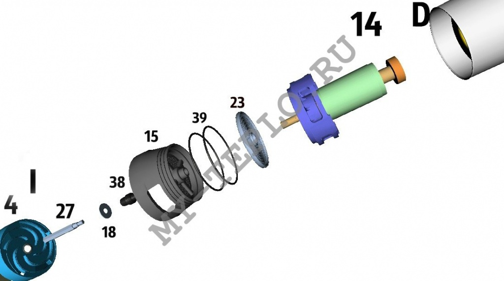 Запчасти Джилекс Водомет 150/30 А: схема