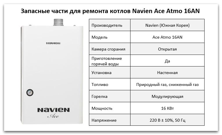 Купить запчасти Navien Ace Atmo 16AN в Туле